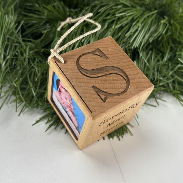 Baby Block Frame Ornament - natural